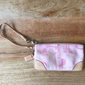 Coach Pink Logo Wristlet